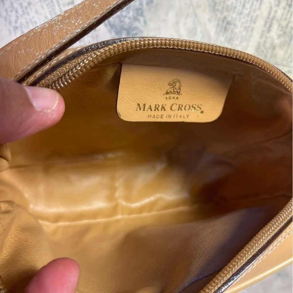 Vintage 80s Mark Cross Signature Herringbone Crossbody Bag Made in Italy